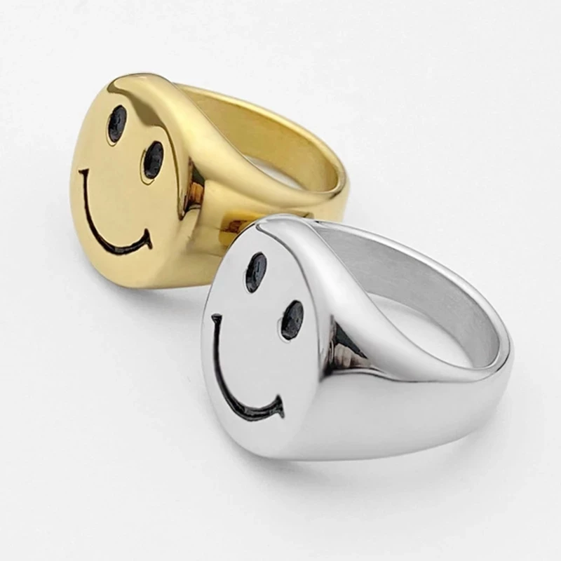 Happy Smile Face Stainless Steel Gold Plated Ring Retro Vintage Gothic Opening Adjustable Rings for Women, Customized color
Happy Smile Face Stainless Steel Gold Plated Ring Retro Vintage Gothic Opening Adjustable Rings for Women, Customized color