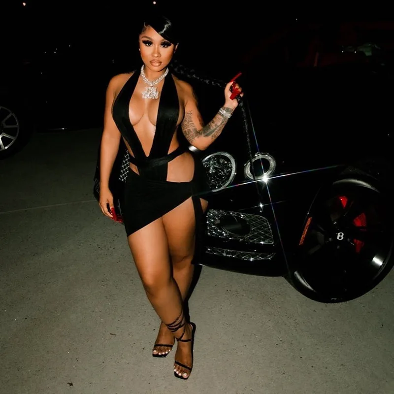 2021 summer women's clothing new nightclub fashion sexy hollow halter lace-up hip skirt suit women, Picture
2021 summer women's clothing new nightclub fashion sexy hollow halter lace-up hip skirt suit women, Picture