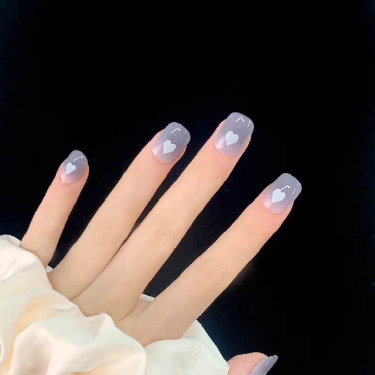 New Arrived Blue grey ombre heart false nails press on 2021 press on nail full cover press on nail tips
New Arrived Blue grey ombre heart false nails press on 2021 press on nail full cover press on nail tips