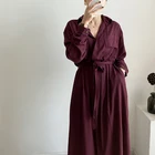 Solid Perfect Design Solid Color Long Sleeve Chiffon Dress For Women
