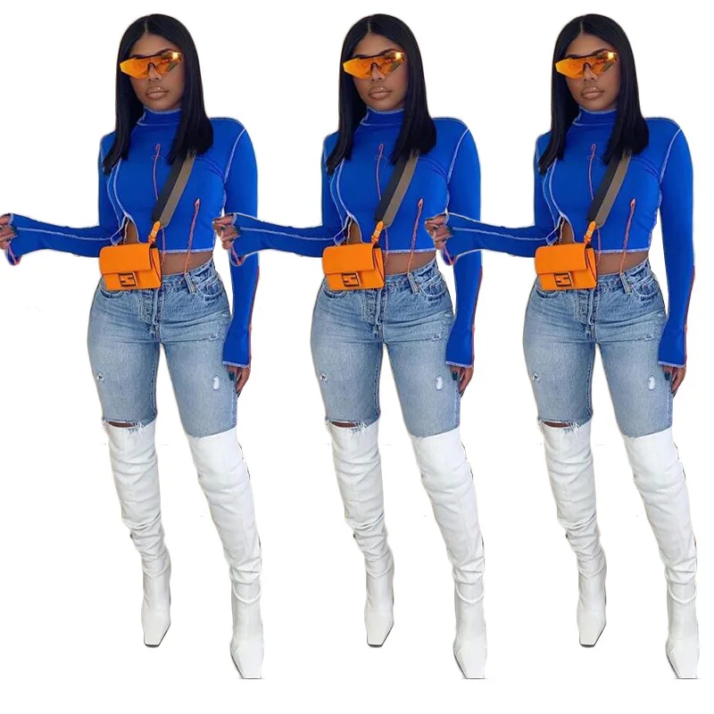 2021 New arrival T-shirt with solid color backing and long sleeve T high neck casual t shirt women
2021 New arrival T-shirt with solid color backing and long sleeve T high neck casual t shirt women