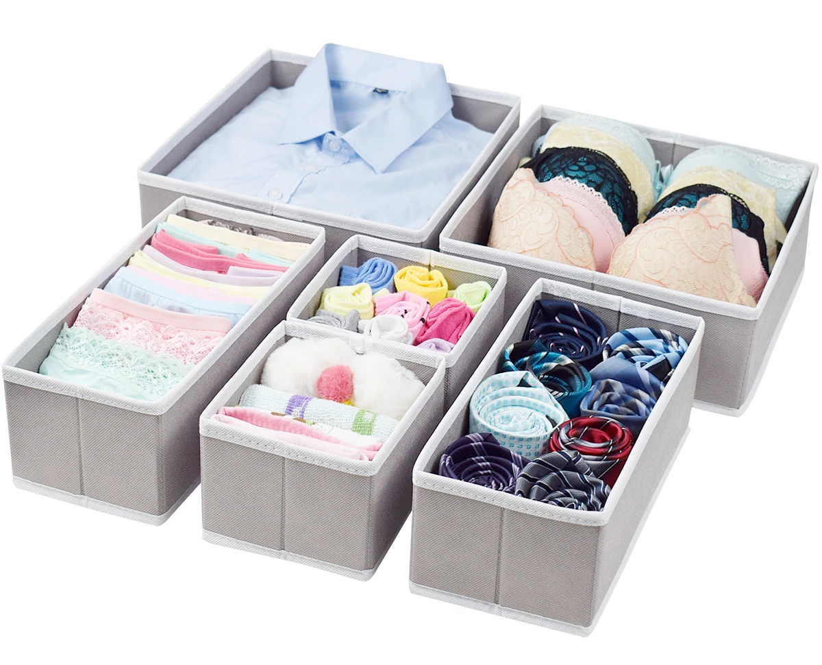 Pack Of 6 Foldable Cloth Drawer Closet Organizer Storage Box Bins Containers For Underwear Nursery Bras Socks Clothes, Grey,black,beige and custom color
Pack Of 6 Foldable Cloth Drawer Closet Organizer Storage Box Bins Containers For Underwear Nursery Bras Socks Clothes, Grey,black,beige and custom color