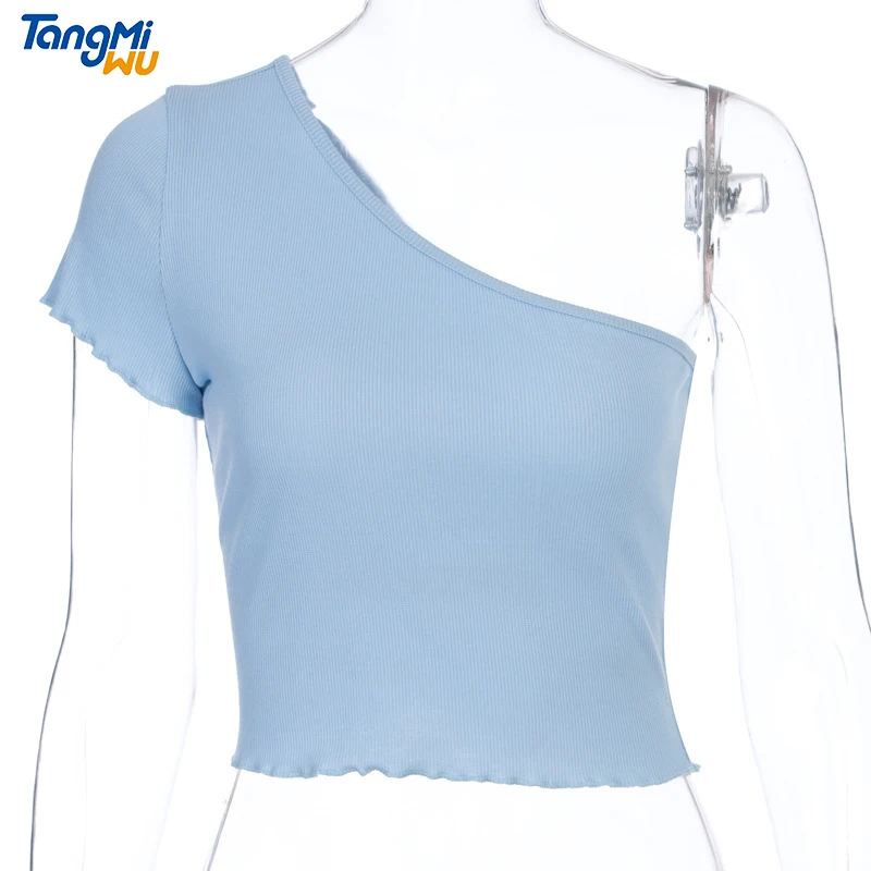 New style ladies tops summer one-shoulder slant collar slim short T-shirt Plain colour women's camis breathable crop tank top
New style ladies tops summer one-shoulder slant collar slim short T-shirt Plain colour women's camis breathable crop tank top