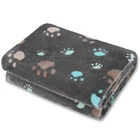 Cute Dog Bed Mats Soft Flannel Fleece Paw Foot Print Warm Pet Blanket