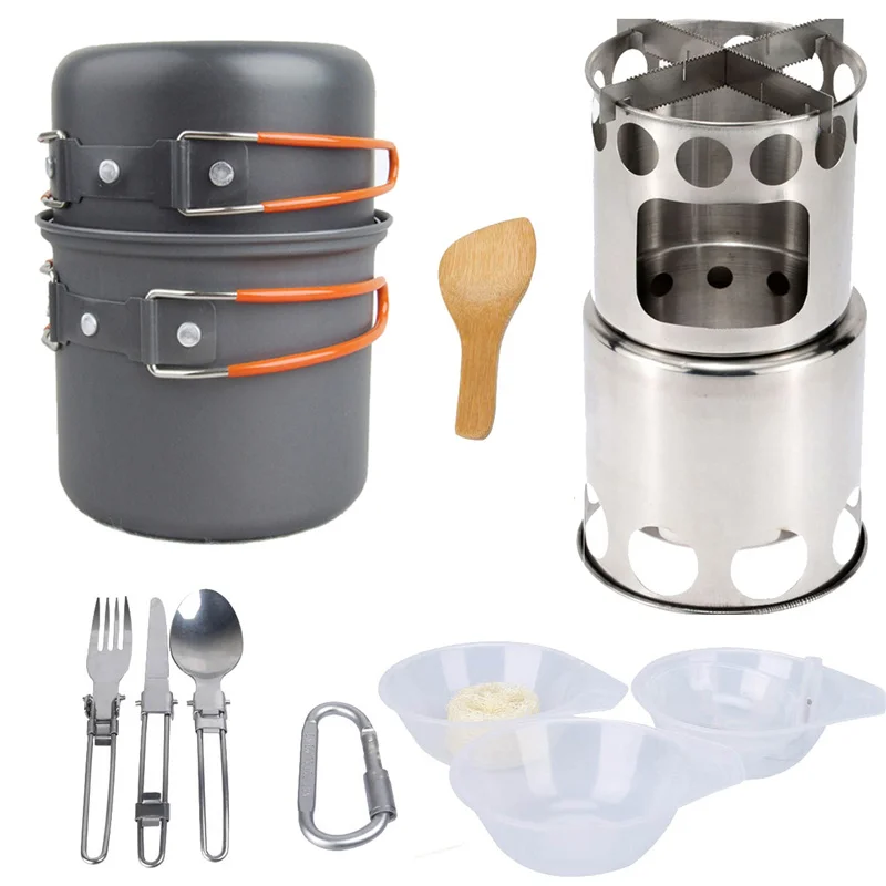 Wholesale camping outdoor hiking cooking set cookware camping cook set with wood camping stove
Wholesale camping outdoor hiking cooking set cookware camping cook set with wood camping stove