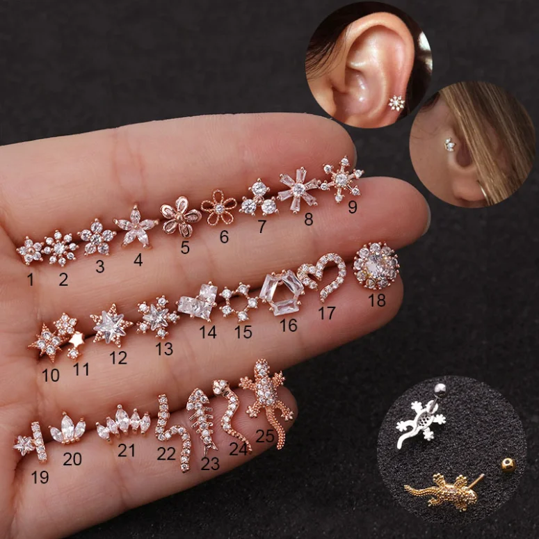 Stainless steel snake flower heart piercing shaped earrings diamond stud earrings jewelry wholesale
Stainless steel snake flower heart piercing shaped earrings diamond stud earrings jewelry wholesale