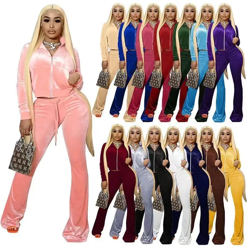 Fall Winter Casual Outfits Fashion Velvet Crop Top Two Piece Pants Set Bandage Tracksuit 2 Piece Set Women Clothing, 28 colors
Fall Winter Casual Outfits Fashion Velvet Crop Top Two Piece Pants Set Bandage Tracksuit 2 Piece Set Women Clothing, 28 colors