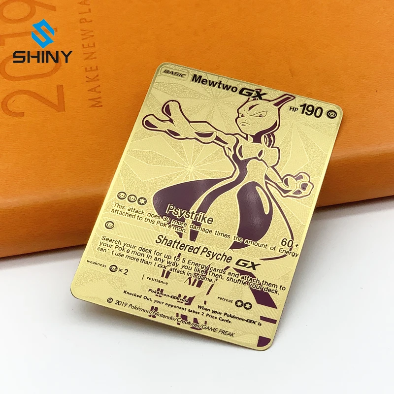 Pokemon card mewtwo ex gx gold fan made custom metal card rare 
Pokemon card mewtwo ex gx gold fan made custom metal card rare