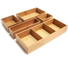 Wooden Large Storage Box 5 Piece Drawer Expandable Set Bamboo Organizer Bamboo Desk Organizer With Drawer