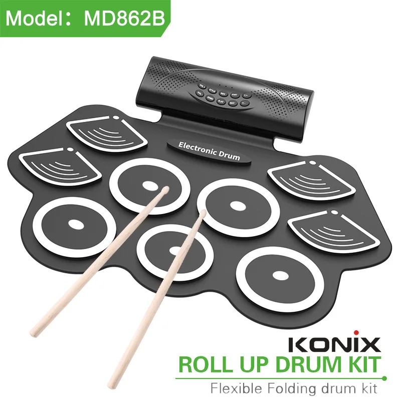 KONIX wholesale drum pad roll up drum kit electronic drum set bateria electronica kids toys musical instruments
KONIX wholesale drum pad roll up drum kit electronic drum set bateria electronica kids toys musical instruments