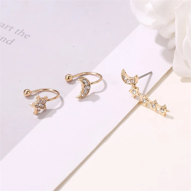Adelante Women Cross Border Trend Cross-border Hot Selling Set Earhole Full Diamond Star Moon 3 Piece Earrings Gold Claw Setting
Adelante Women Cross Border Trend Cross-border Hot Selling Set Earhole Full Diamond Star Moon 3 Piece Earrings Gold Claw Setting