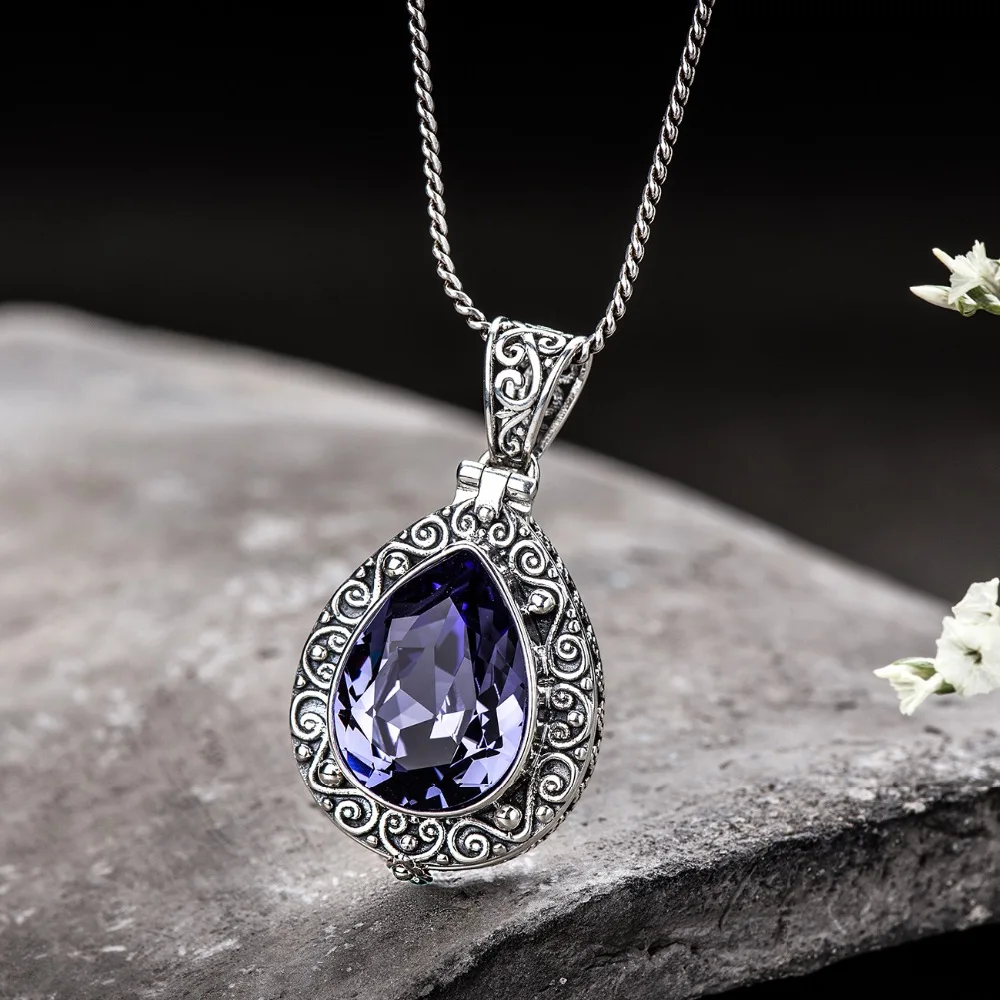 925 Sterling Silver Natural Amethyst Crystal Pendant Openable Kwu Box Drop Shape Vintage Flower Engraved Pendant Girlfriend Gift
925 Sterling Silver Natural Amethyst Crystal Pendant Openable Kwu Box Drop Shape Vintage Flower Engraved Pendant Girlfriend Gift