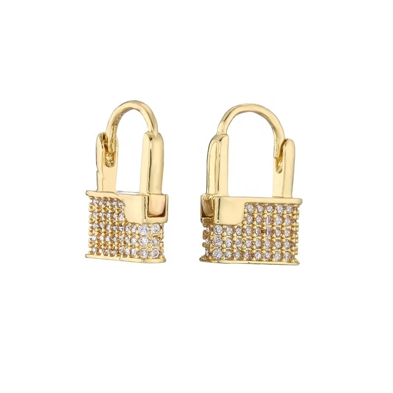 Hot Selling Lovely Design 18K Gold Plated Multi color CZ Zircon Mini Lock Earring Jewelry
Hot Selling Lovely Design 18K Gold Plated Multi color CZ Zircon Mini Lock Earring Jewelry