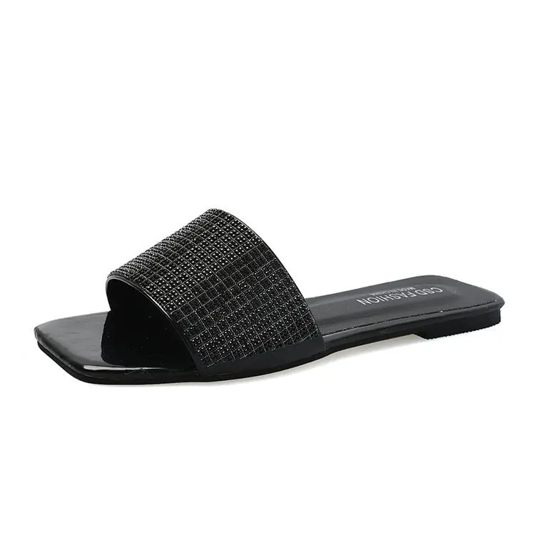 Factory Sale Simple Ladies Summer Slippers Solid Color Flat Rhinestone Square Head One Cloud Women Outdoor Slippers
Factory Sale Simple Ladies Summer Slippers Solid Color Flat Rhinestone Square Head One Cloud Women Outdoor Slippers