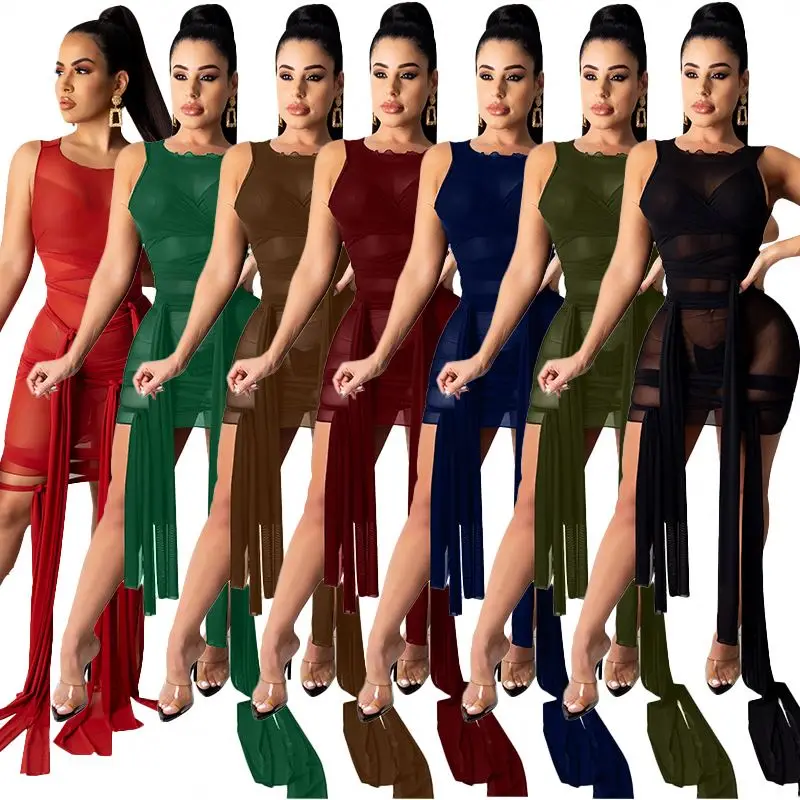 2021 Clothing Sleeveless Tight Lash High Elastic Nightclub Sexy Mesh Dress Womens Summer Sets Casual Dresses Club Dresses Women
2021 Clothing Sleeveless Tight Lash High Elastic Nightclub Sexy Mesh Dress Womens Summer Sets Casual Dresses Club Dresses Women