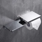 Wall Mount Bathroom Double Tissue Rack with Shelf Tray for Bath Zinc alloyPaper Holder