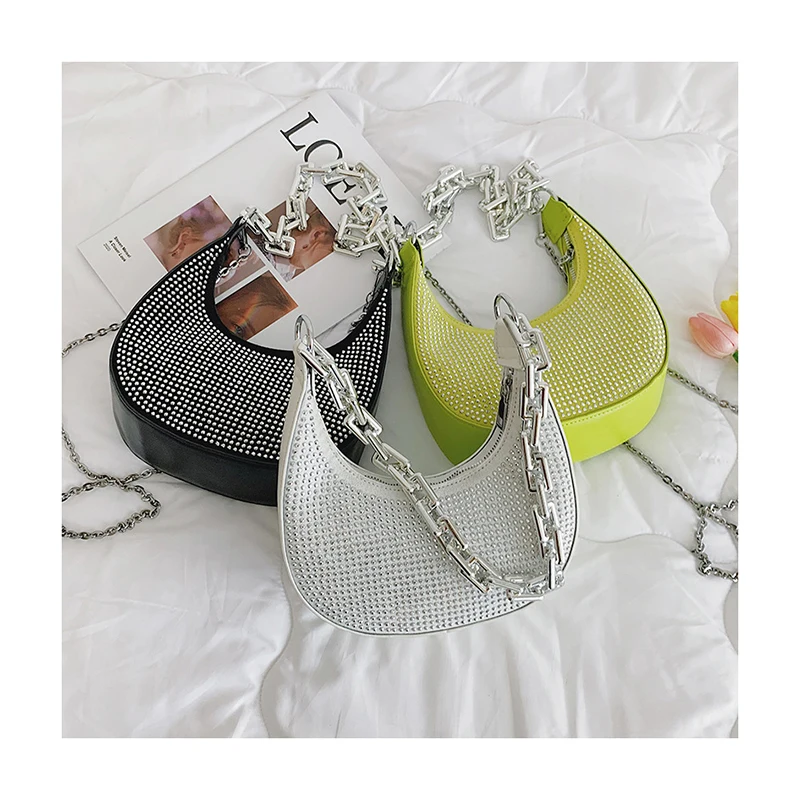 Diamonds Half Moon Underarm Shoulder Bags 2021 New Korean Thick Chain Armpit Purses Fashion Rivet Crossbody Bags For Women Pouch
Diamonds Half Moon Underarm Shoulder Bags 2021 New Korean Thick Chain Armpit Purses Fashion Rivet Crossbody Bags For Women Pouch