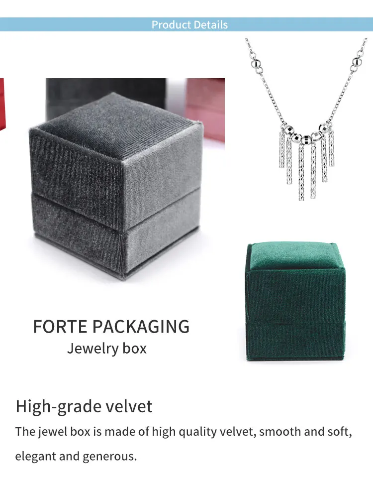 forte cheap custom pink velvet jewelry ring box jewellery box