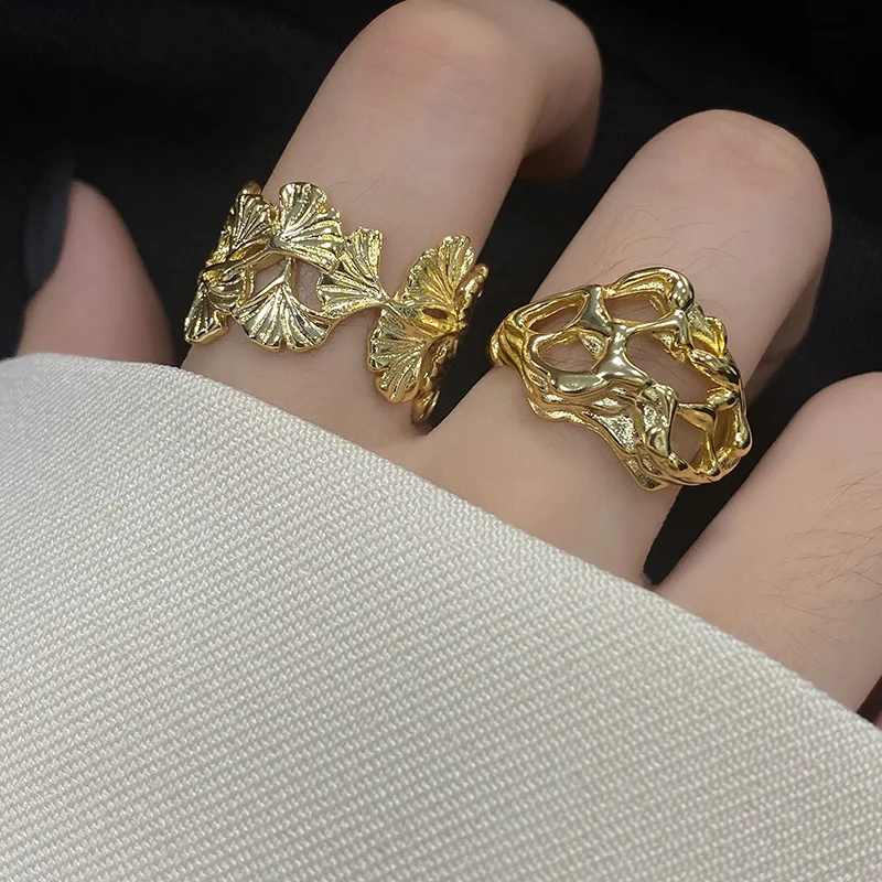 European Style Fashion Gold Plated Hollow Irregular Open Rings Adjustable Fan Shape Leaf Finger Rings For Girls Gifts
European Style Fashion Gold Plated Hollow Irregular Open Rings Adjustable Fan Shape Leaf Finger Rings For Girls Gifts