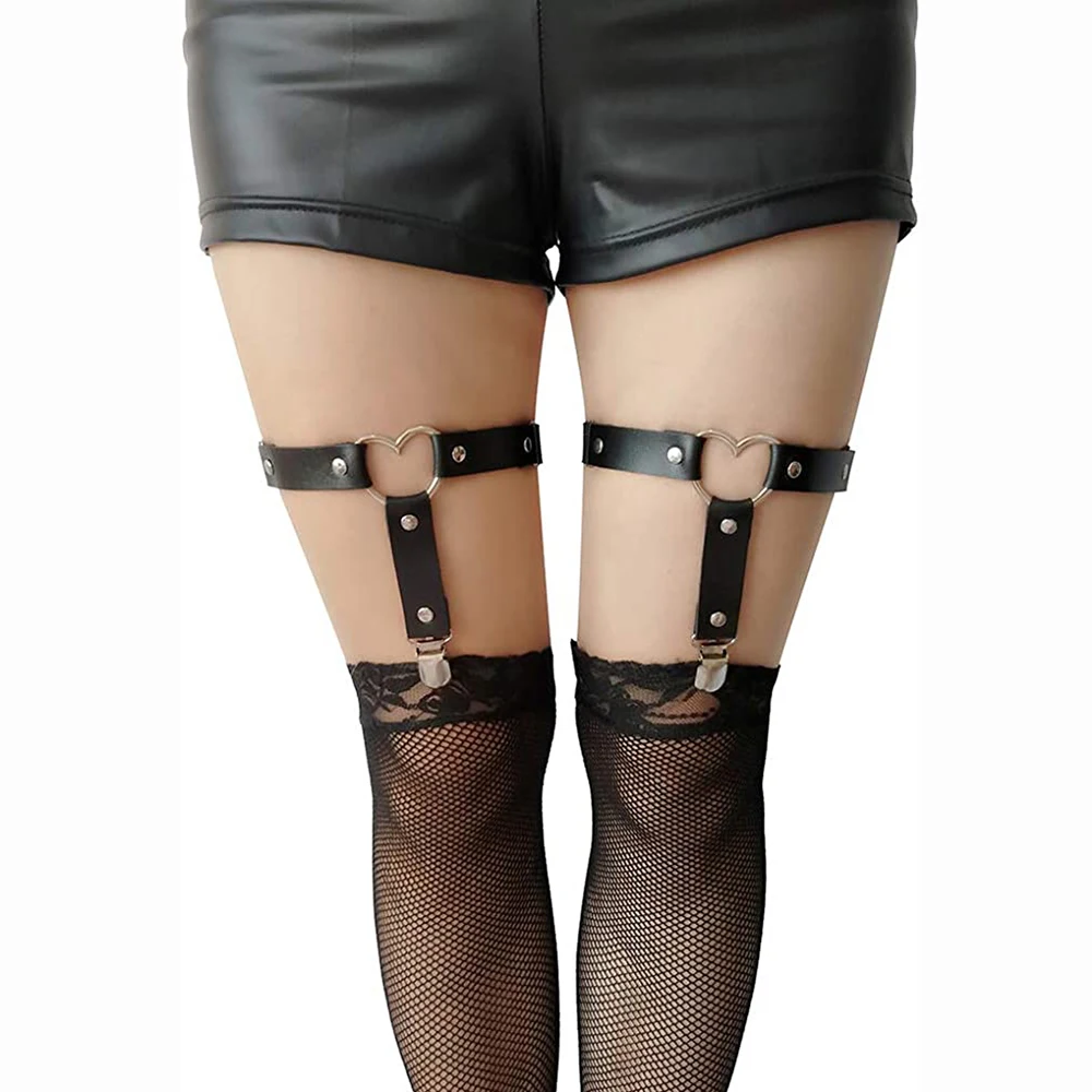 Leather Garters Belt Adjustable Love Heart Leg Garter with Buckle Anti-Slip Clips Elastic Punk
Leather Garters Belt Adjustable Love Heart Leg Garter with Buckle Anti-Slip Clips Elastic Punk