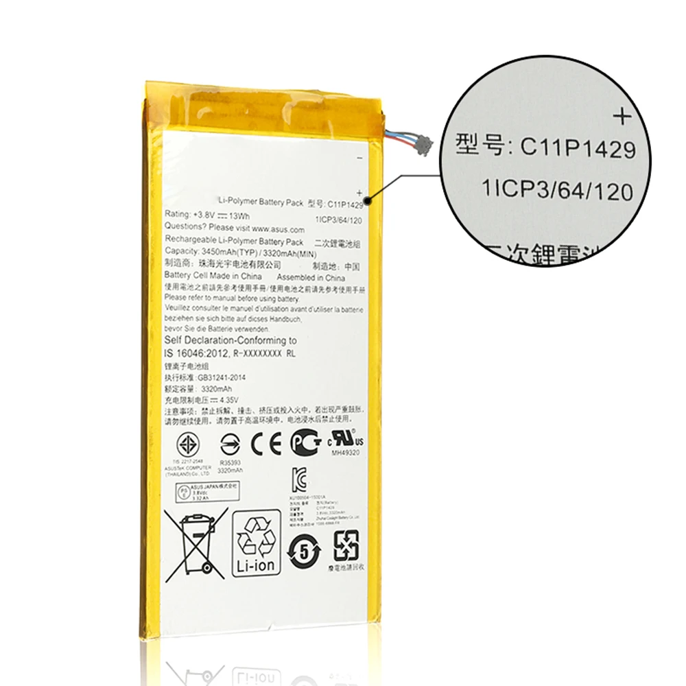 OEM Original Cell Li-ion polymer Mobile Phone Battery for ASUS C11P1429 Z710 Zenpad C7.0 Z10CG P01Z
OEM Original Cell Li-ion polymer Mobile Phone Battery for ASUS C11P1429 Z710 Zenpad C7.0 Z10CG P01Z