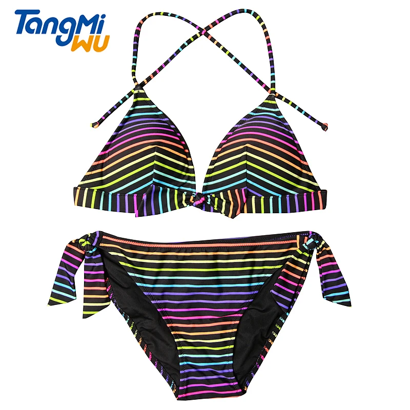 Wholesale fashion women colorful stripes split sexy swimwear bikini halter neck swimsuit bathing suits womens swim wear biki
Wholesale fashion women colorful stripes split sexy swimwear bikini halter neck swimsuit bathing suits womens swim wear biki