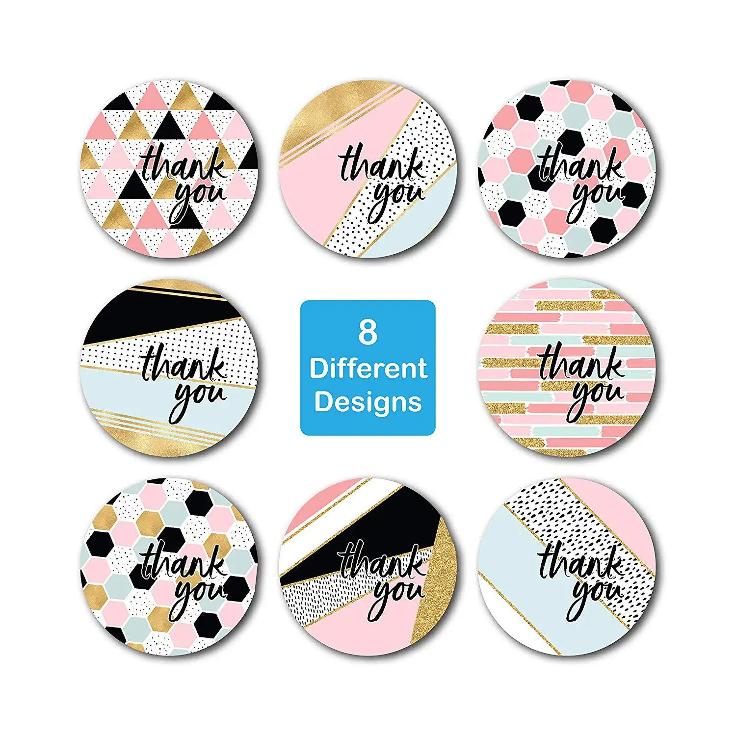 round floral thank you stickers 1inch for wedding favors and
