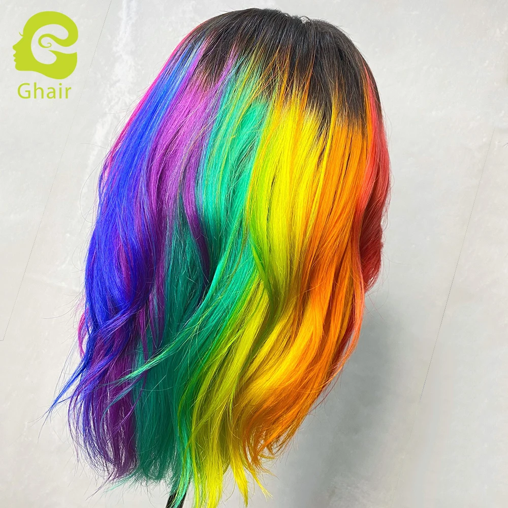 Ghair Rainbow New Style Wig Short Straight Bob Colorful Brazilian Virgin Human Hair Lace front Wigs
Ghair Rainbow New Style Wig Short Straight Bob Colorful Brazilian Virgin Human Hair Lace front Wigs