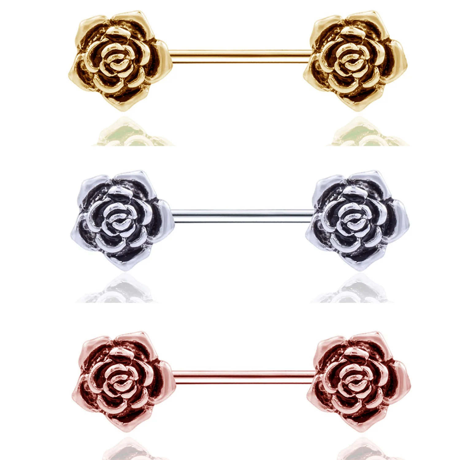 wholesale Stainless Steel body piercing jewelry gold rose flower Barbell Nipple Rings for women
wholesale Stainless Steel body piercing jewelry gold rose flower Barbell Nipple Rings for women