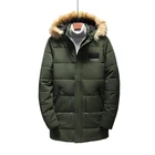 100% Polyester Men Parka Coats 2020 Wholesale Zip Jacket Polyester Men Parka Coat Mens Jacket with Fur Hood
