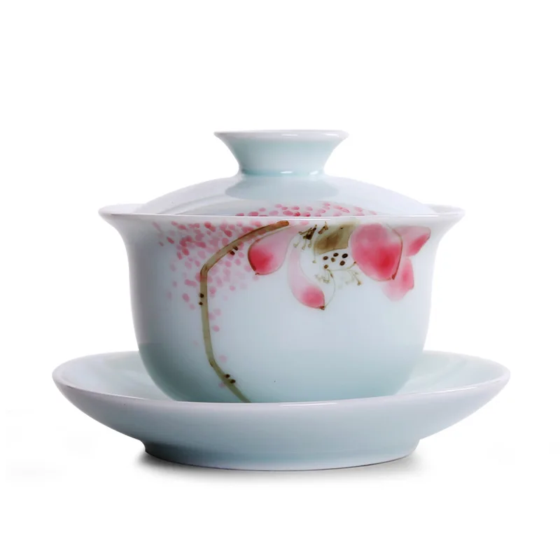 Chinese famous ceramic hand-draw gaiwan, grasping Chinese chawan Jingdezhen Kongfu tea set, White
Chinese famous ceramic hand-draw gaiwan, grasping Chinese chawan Jingdezhen Kongfu tea set, White