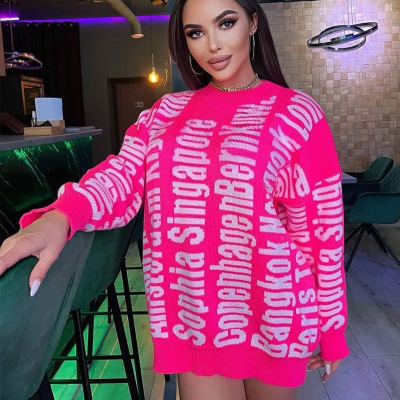 Factory Autumn Custom Long Sleeve Jacquard Letters Round Neck Loose Sweater women plus size cotton Knit Dress ladies
Factory Autumn Custom Long Sleeve Jacquard Letters Round Neck Loose Sweater women plus size cotton Knit Dress ladies