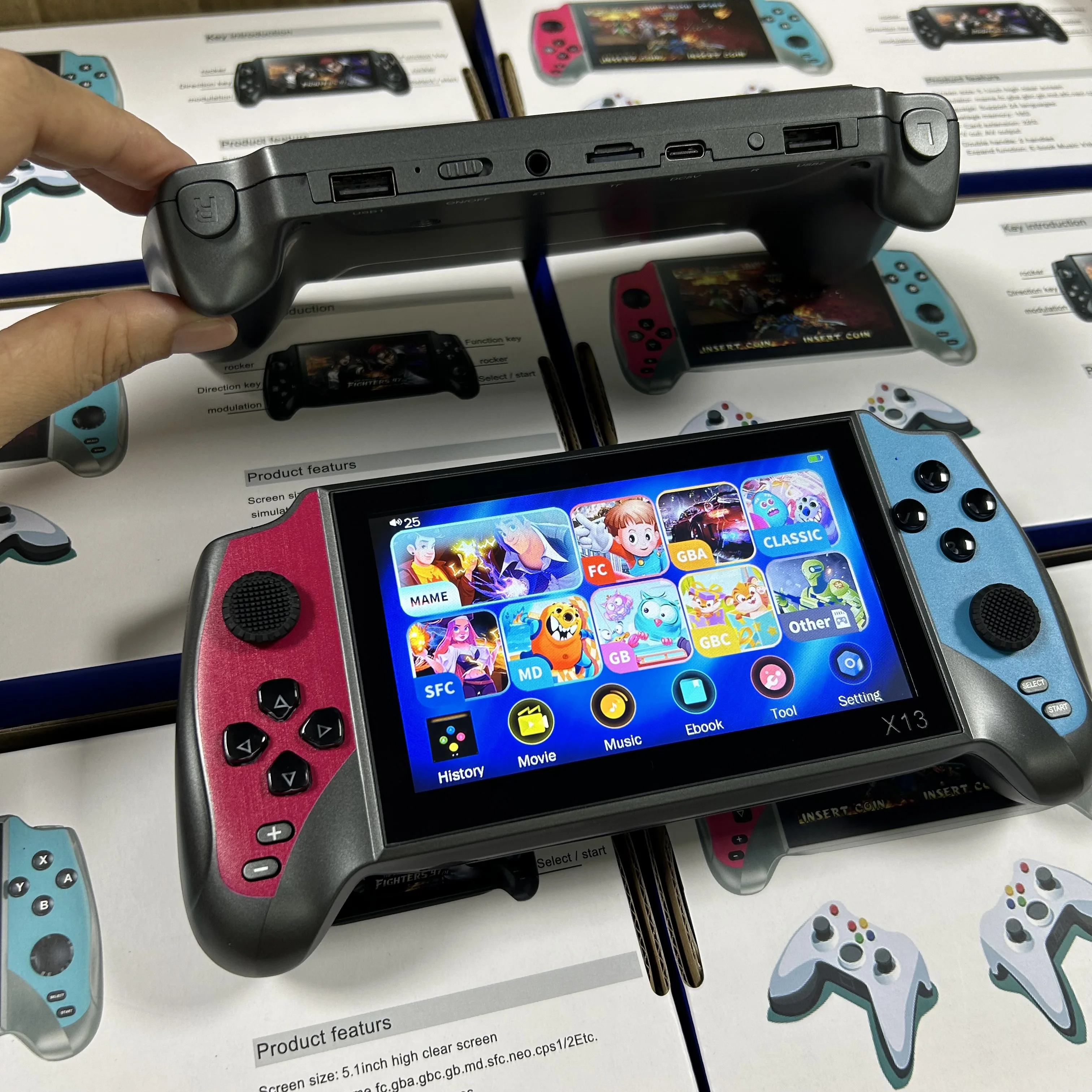 Portable Retro X13 Game Console Handheld 5.5 Inch Screen Video Games Consoles Game Player Real Camera Video
Portable Retro X13 Game Console Handheld 5.5 Inch Screen Video Games Consoles Game Player Real Camera Video