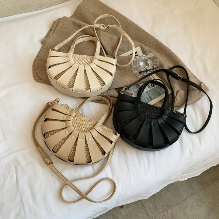 2021 new personalized design semicircle splicing straw Shoulder Bag Fashion portable lady's messenger bag
2021 new personalized design semicircle splicing straw Shoulder Bag Fashion portable lady's messenger bag