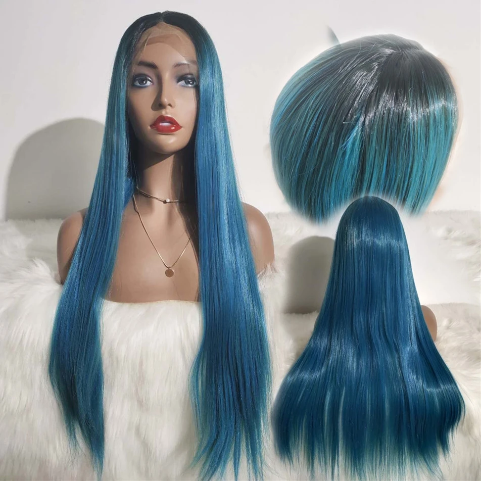 Blue Ombre Dark Roots Synthetic Lace Front Wig Glueless Heat Resistant Hair Straight Drag Queen Halloween Wig Amazon Hot Sale
Blue Ombre Dark Roots Synthetic Lace Front Wig Glueless Heat Resistant Hair Straight Drag Queen Halloween Wig Amazon Hot Sale