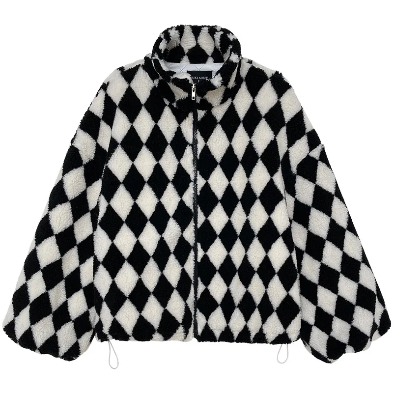 Hot Sale Good Quality Autumn Winter Oversize Stand Collar Pocket Diamond Check Fleece Faux Fur Coat For Women Thick Parka, Black,coffee
Hot Sale Good Quality Autumn Winter Oversize Stand Collar Pocket Diamond Check Fleece Faux Fur Coat For Women Thick Parka, Black,coffee