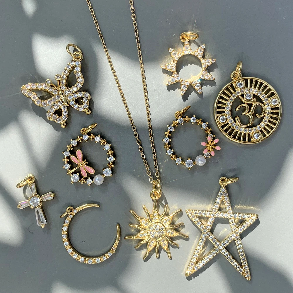 Fashion Pendant Charm18k Gold Jewelry Butterfly Sun Moon Star Pendant Necklace Cross Charms Pendants For Jewelry Making, Gold/silver/rose gold
Fashion Pendant Charm18k Gold Jewelry Butterfly Sun Moon Star Pendant Necklace Cross Charms Pendants For Jewelry Making, Gold/silver/rose gold