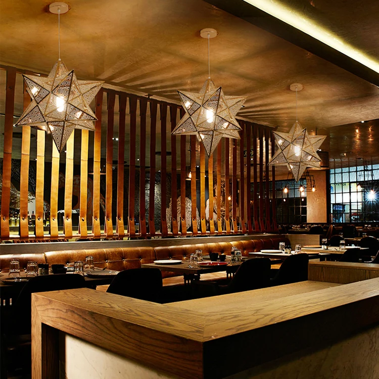 Factory price modern web etched decorative stainless steel pendant light led Pentagram pendant light led star shaped chandelier