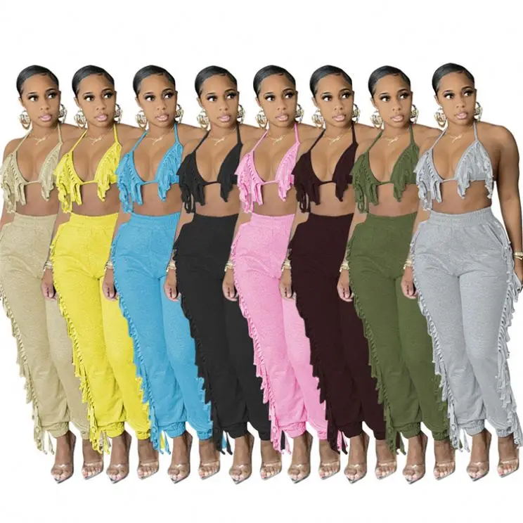 Amazon 2021 Tassels Bra Cargo Pants Solid Color Summer Casual Women Ladies Two Piece Pants Set Outfits
Amazon 2021 Tassels Bra Cargo Pants Solid Color Summer Casual Women Ladies Two Piece Pants Set Outfits