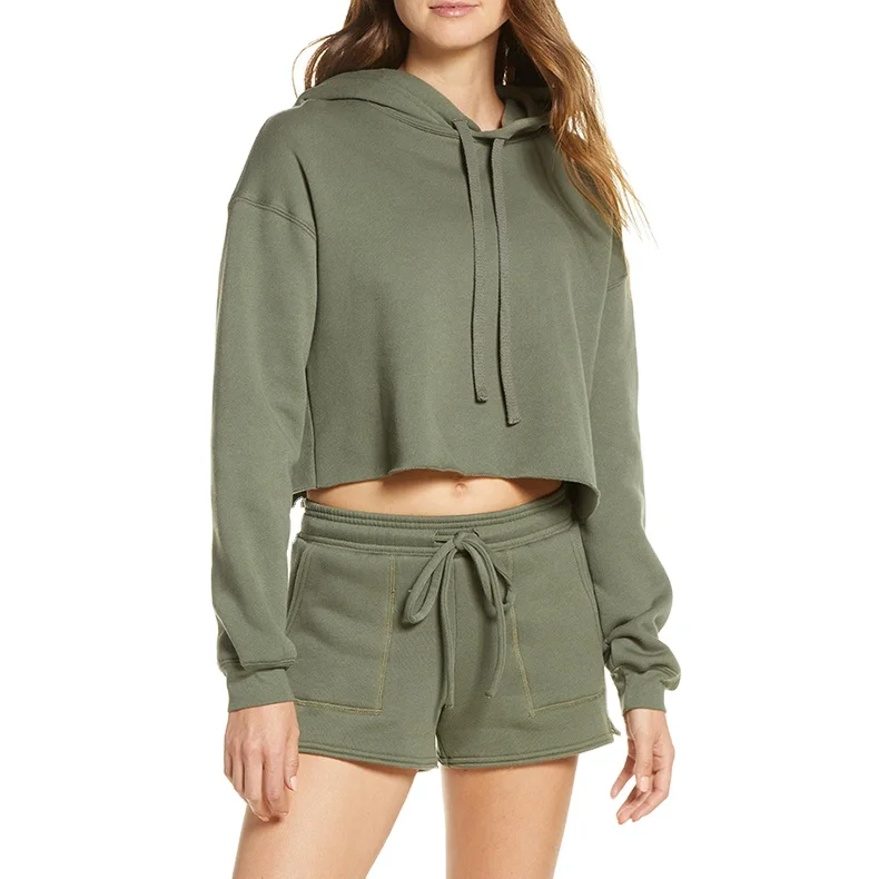 Hot sale custom logo long sleeve sweatshirt women hoodies shorts solid color two piece set women clothing, Customized color
Hot sale custom logo long sleeve sweatshirt women hoodies shorts solid color two piece set women clothing, Customized color