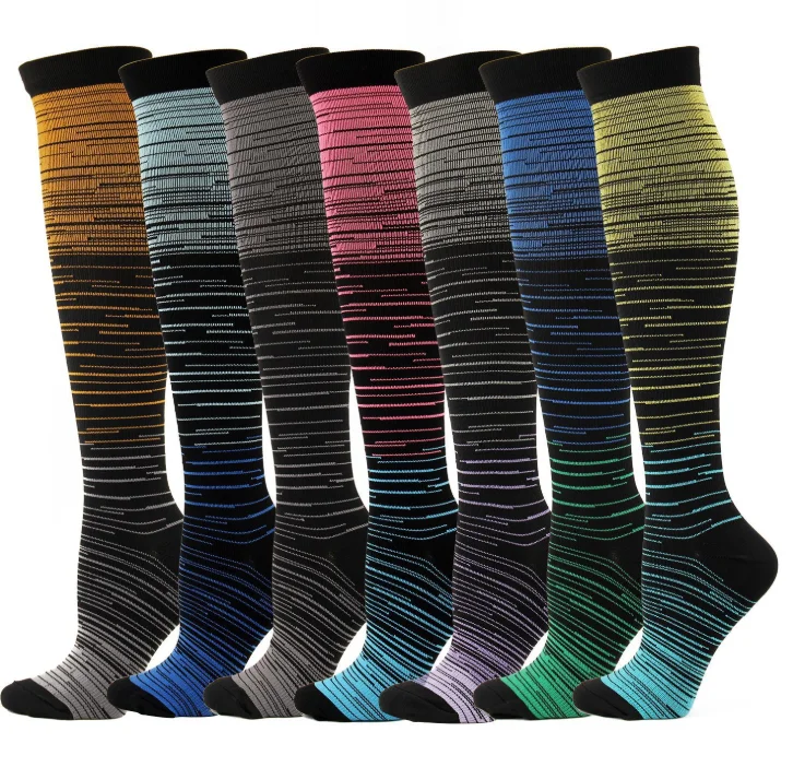 Athletic Striped Knee High Women Men Customized Logo Nylon Compression Socks for cycling, Custom color
Athletic Striped Knee High Women Men Customized Logo Nylon Compression Socks for cycling, Custom color