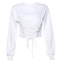 women white sweatshirts autumn long sleeve lace up bandage design crop top loose hollow out casual hoodies solid
women white sweatshirts autumn long sleeve lace up bandage design crop top loose hollow out casual hoodies solid