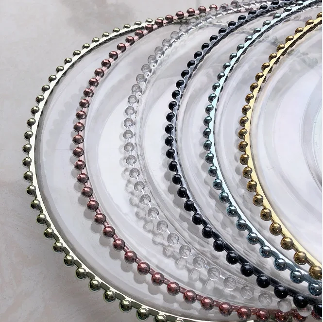 Factory Cheap Wholesale Wedding Gold Rose Gold Clear Plastic Beaded Rim Charger Plates, Clear or color coating
Factory Cheap Wholesale Wedding Gold Rose Gold Clear Plastic Beaded Rim Charger Plates, Clear or color coating