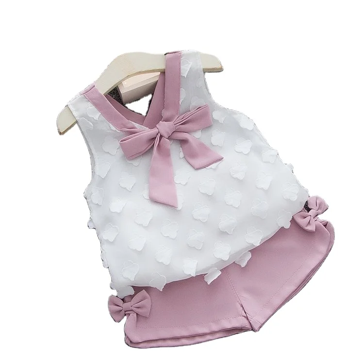 New summer baby girls' clothes children summer clothing sets kids sleeveless shirts and shorts with bow, As picture
New summer baby girls' clothes children summer clothing sets kids sleeveless shirts and shorts with bow, As picture