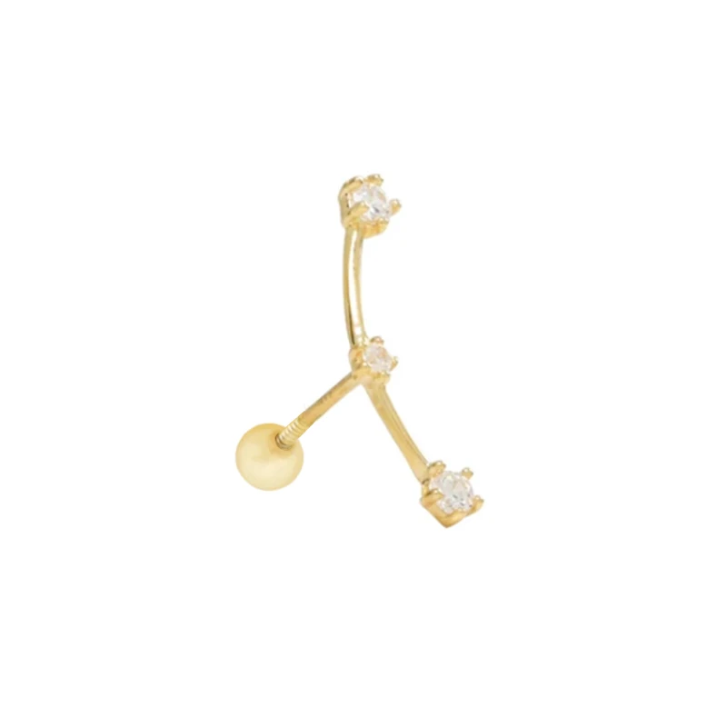 Latest daily wear 925 sterling silver gold plated triple branch diamond stud earrings, Gold/white
Latest daily wear 925 sterling silver gold plated triple branch diamond stud earrings, Gold/white