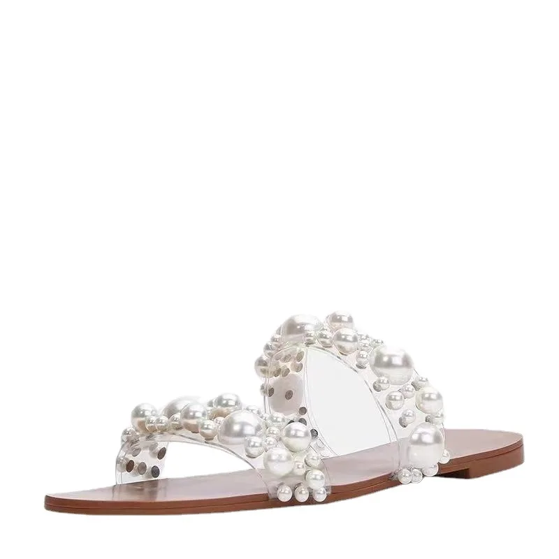 Custom 2021 new design fashion pearl decorative ladies sandals anti-slip flat bottom square head women's slippers
Custom 2021 new design fashion pearl decorative ladies sandals anti-slip flat bottom square head women's slippers