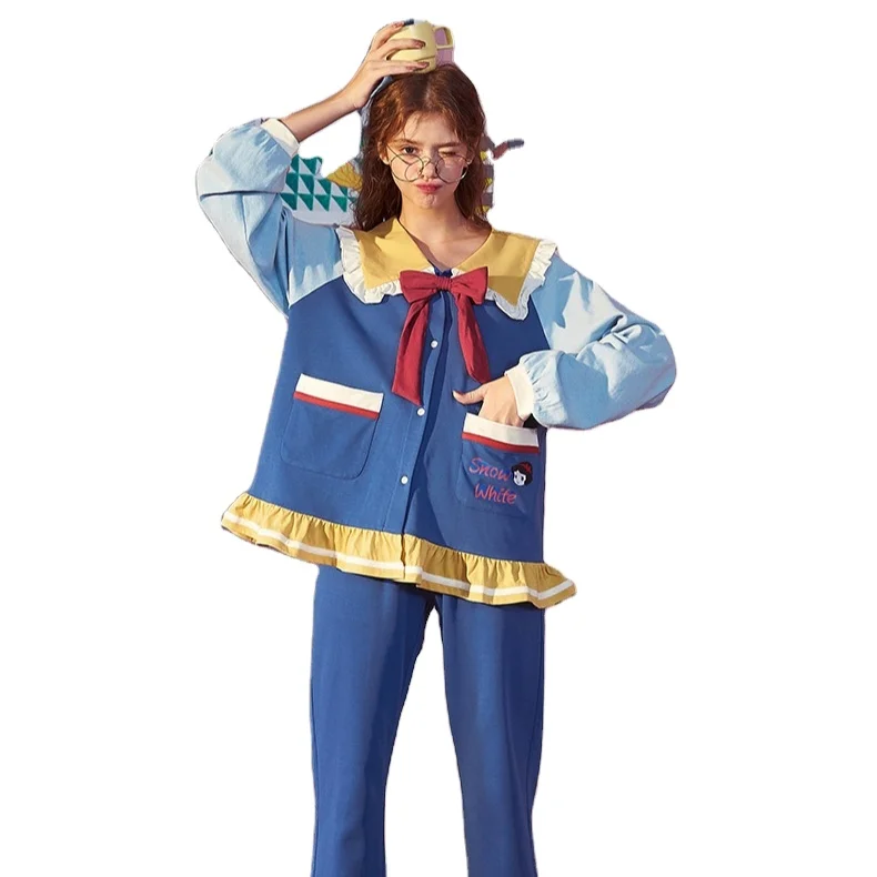 Snow White Spring and Autumn Style Ladies Pajamas Set Pure Cotton Lovely Cotton Home Clothing
Snow White Spring and Autumn Style Ladies Pajamas Set Pure Cotton Lovely Cotton Home Clothing