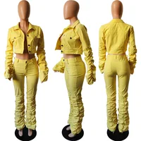 2 Piece Set Women Long Sleeve Short Tops And Full Length Pants Hot Sale 2 Color Novelty Outfit
2 Piece Set Women Long Sleeve Short Tops And Full Length Pants Hot Sale 2 Color Novelty Outfit