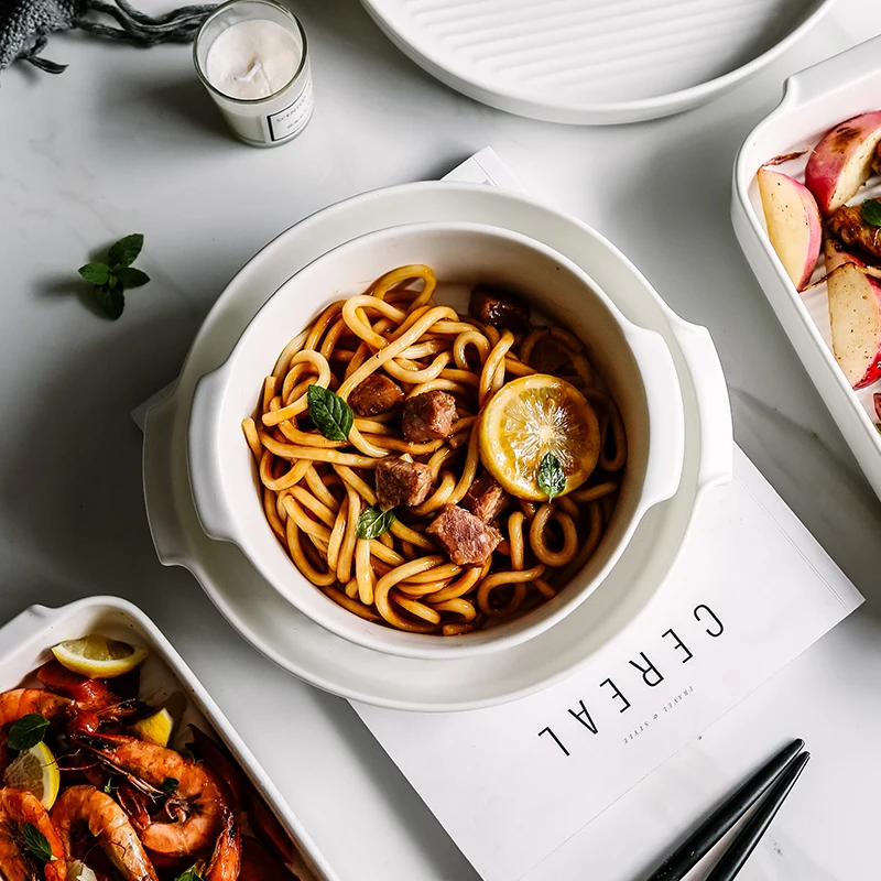 Ceramic Baking Tray OEM Design Custom Oval Stoneware Bakeware With Handles, White
Ceramic Baking Tray OEM Design Custom Oval Stoneware Bakeware With Handles, White