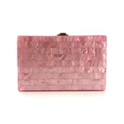 Pink acrylic stripe lady wedding party chain shoulder womens clutch bags evening